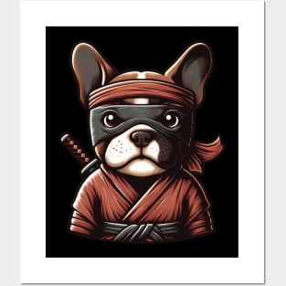 Ninja french bulldog Posters and Art